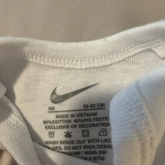 Nike White Baby Bodysuit with Black Swoosh - Picture 2 of 2